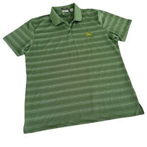 John Deere Classic Women's Ladies' L Golf Polo Green Stripe Shirt River's End